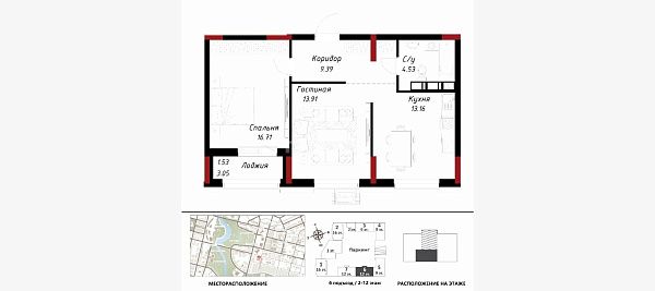 2 комнатная ЖК Birjan Sal