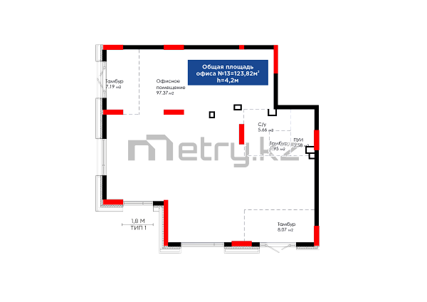 Помещение 123.82 м²