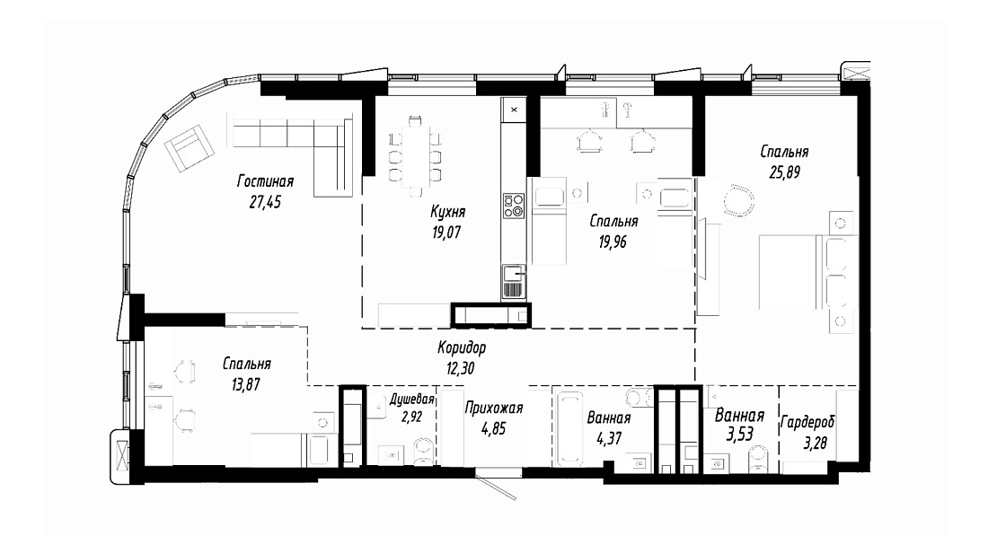 W Tower`s 4-х комн. 138 кв.м.
