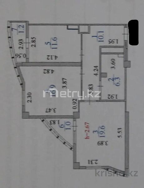 2-комнатная квартира, Лазурный квартал 66.9 м²