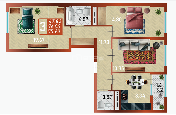 Продается 3-ком Жк Намыс